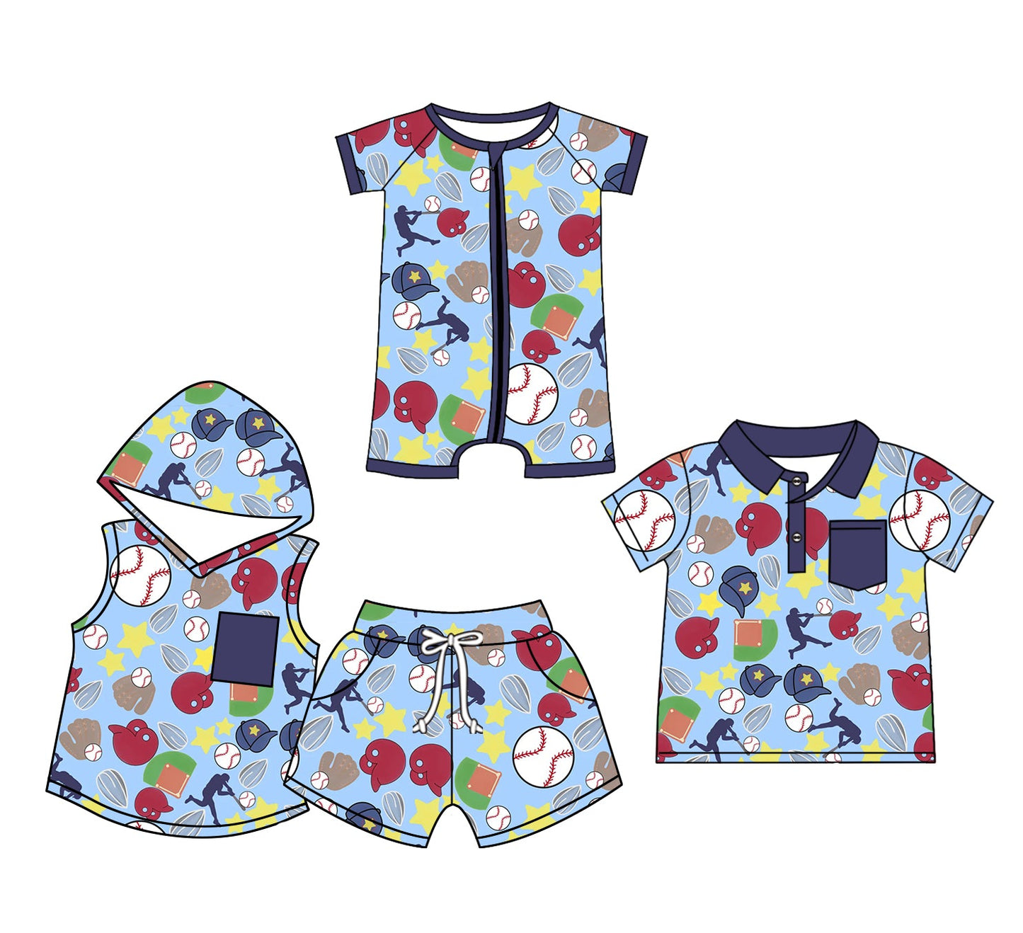 Baby Boy Ball Game Summer Sibling Romper Shirt Set ( Moq 5 Each Style ) 3.17