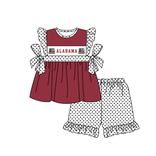 ( Moq 5 ) Baby Girls Toddler Short Sleeves Bows Elephant Tunic Dots Shorts Team Set