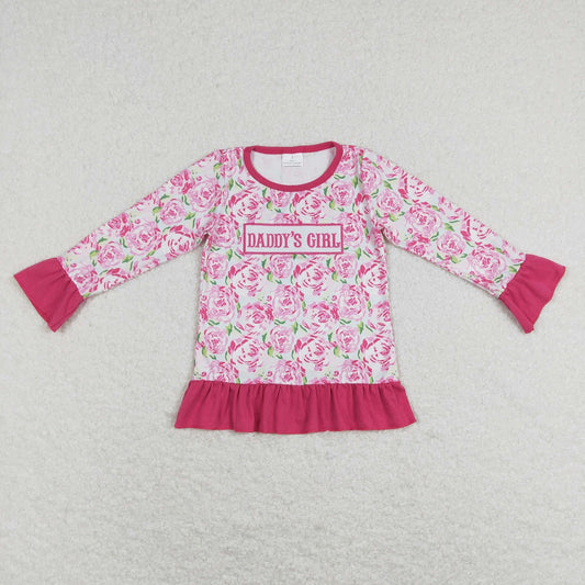 GT0402 Baby Kids Embroidery Daddy's Girl Floral Tops Shirt