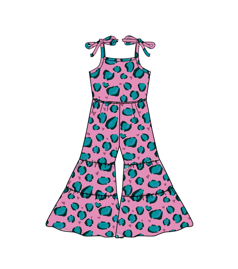 Baby Girl Sleeveless Leopard Bell Jumpsuit Moq 5