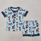 RTS Baby Boy Short Sleeves Toys Shirt Shorts Pajamas Blue Clothes Set