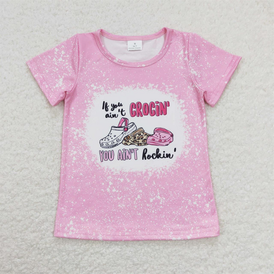 GT0443 Baby Kids Short Sleeves Slippers Pink Shirt