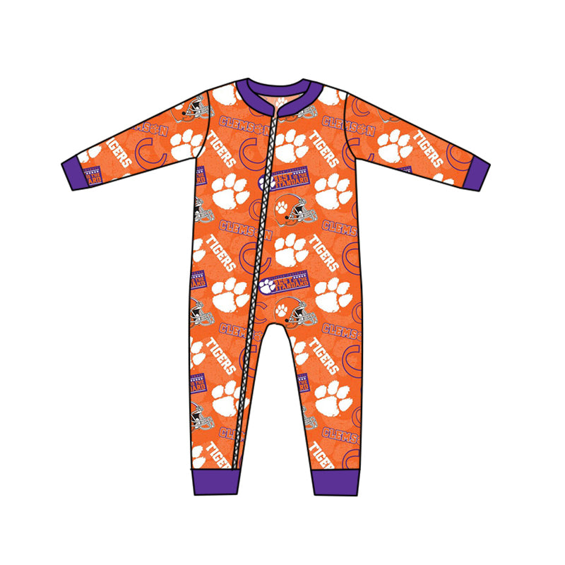 Boy Boy Orange Long Sleeves Zipper Team Romper