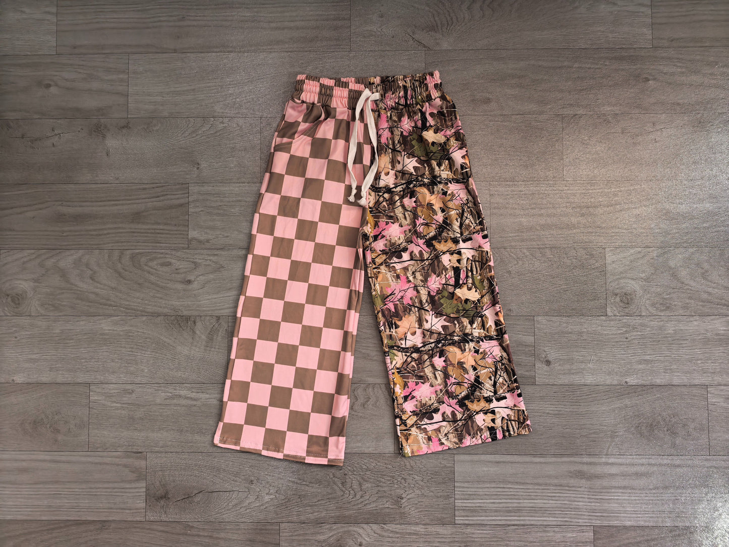 ( No moq ) Baby Girls Kids Leaves Checked Pants Bottoms Camo Clothes