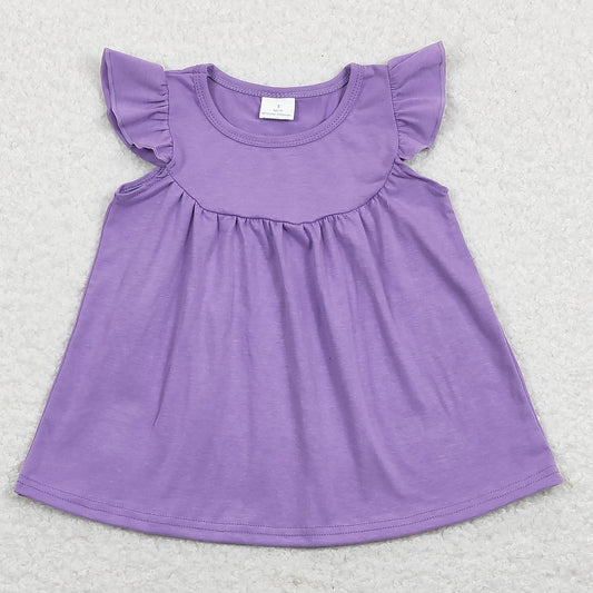 GT0461 Baby Girl Short Sleeves Cotton Purple Tops