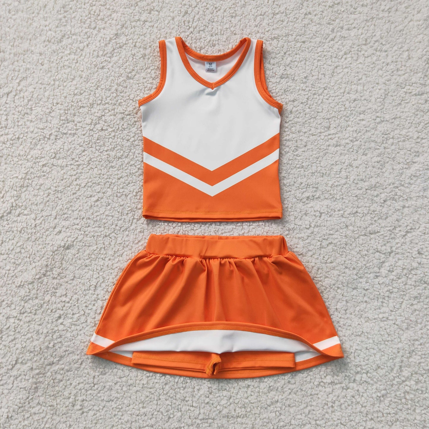 Baby Girls Kids Sleeveless Tops Orange Skirt Shorts Set Yoga Active Team Clothes RTS