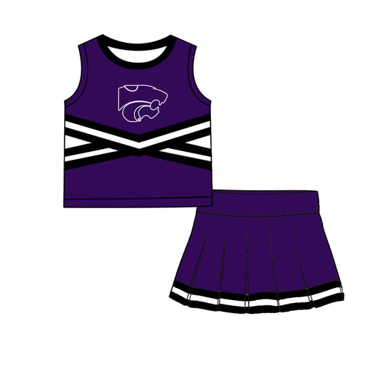 ( Moq 5 ) Baby Girls Kids Sleeveless Vest Skirt Shots Team Set Clothes