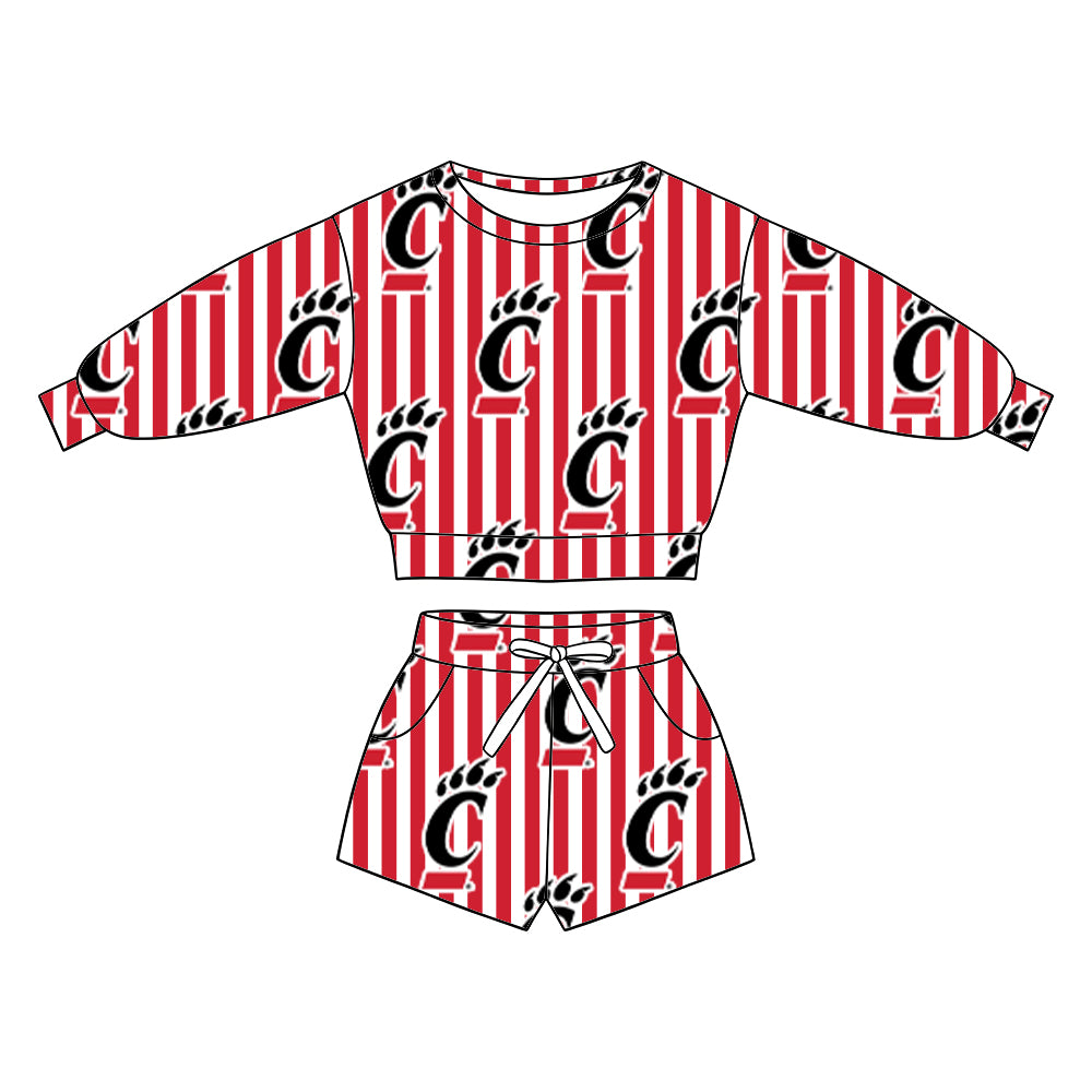 ( Moq 5 ) Baby Girls Kids Long Sleeves Shirt Pockets Shorts Team Set Clothes