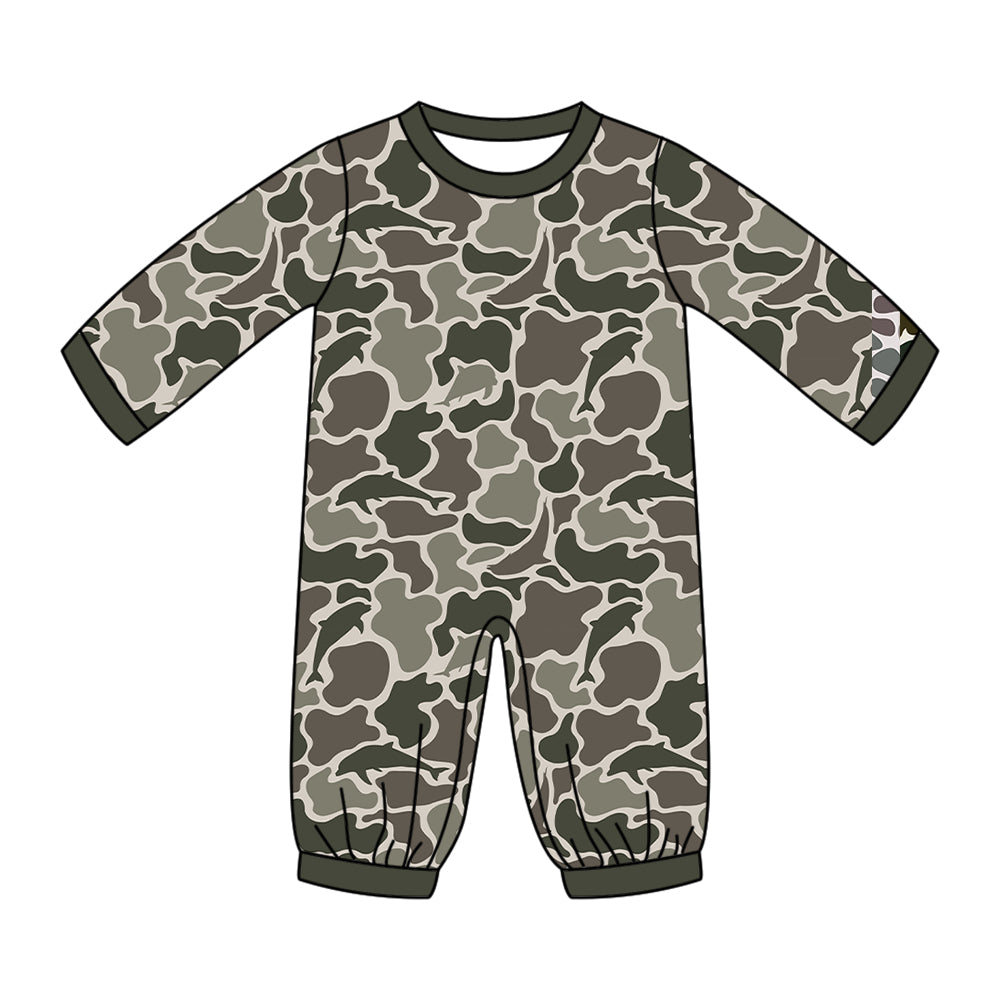( Moq 5 ) Preorder Baby Kids Infant Long Sleeves Brown Camo Print Romper Clothes