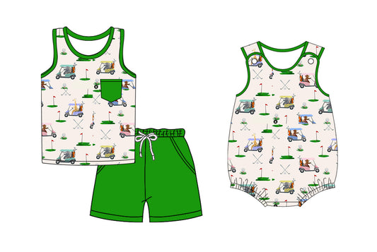 Baby Boy Sleeveless Golf Sibling Romper Set ( Moq 5 Each Style ) 2.22