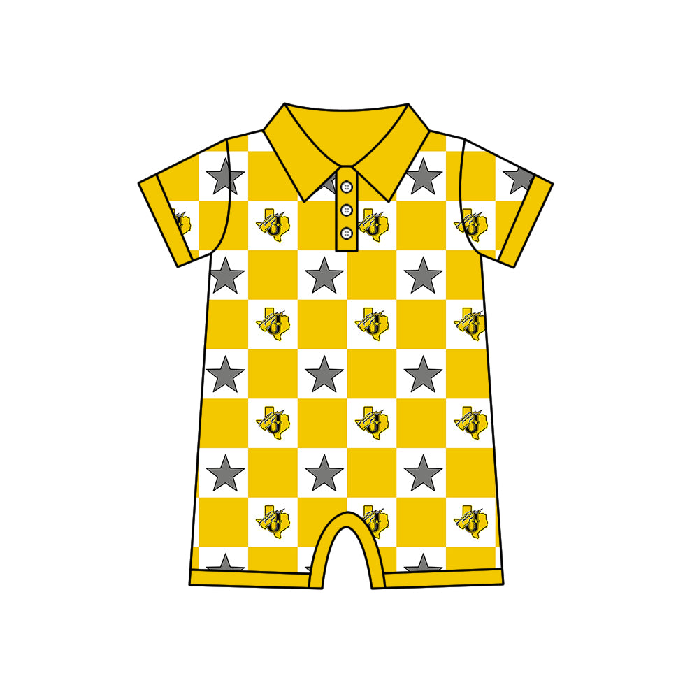 ( Moq 5 Each Style ) Baby Boys Girls Toddler Bows Team Sibling Shorts Dress Shirt Set Summer Yellow Clothes
