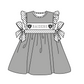 ( Moq 5 ) Baby Girls Toddler Dots Short Sleeves Bows Team Grey Knee Length Dress