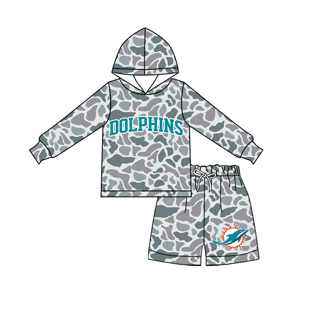 ( Moq 5 ) Baby Girls Kids Long Sleeves Hoodie Shirt Camo Shorts Team Set Clothes