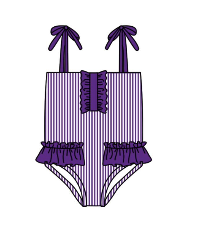 ( Moq 5 Each Style ) Baby Boys Girls Kids Team Sibling Jumpsuits Purple Sets Swimsuits