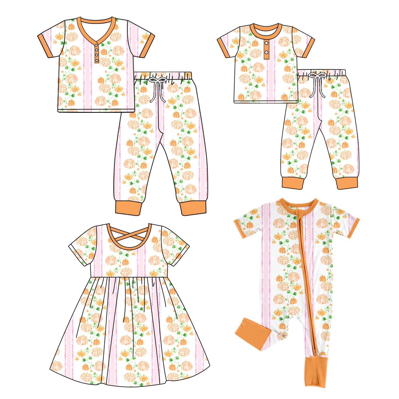 ( Moq 5 Each Style ) Baby Girl Adult Women Pumpkin Flower Sibling Mommy And Me Family Set Dress Set 4.26