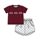 ( Moq 5 Each Style ) Baby Boys Girls Toddler Plaid Sibling Shorts Sets Team Dark Red Clothing