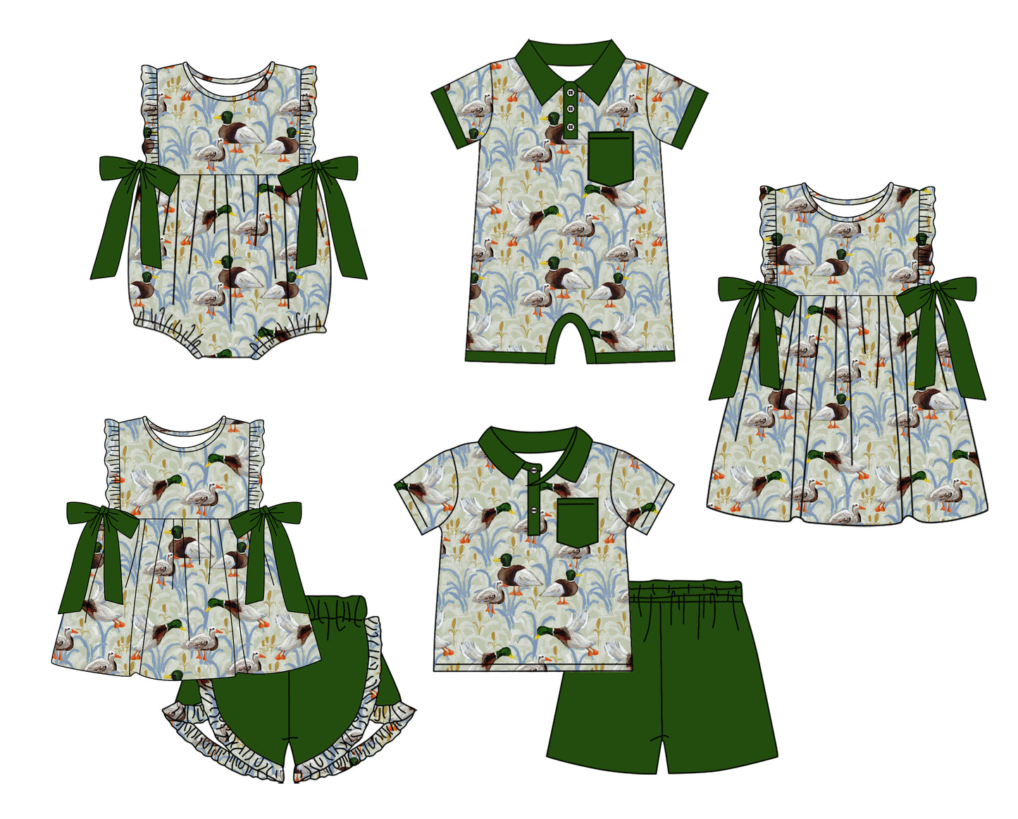 Baby Boy Girl Ducks Sibling Dress Romper Clothes Set ( Moq 5 Each style )11.28
