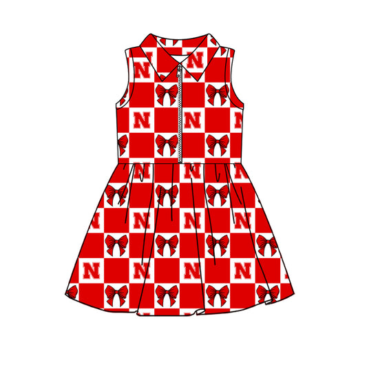 ( Moq 5 ) Custom Baby Girls Kids Sleeveless Shorts Knee Length Team Zipper Dress Cheer Clothes