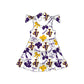 ( Moq 5 each style ) Baby Boy Girl Team Cheer Sibling Shirt Bows Purple Dress Set