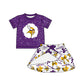 ( Moq 5 each style ) Baby Girl Toddler Team Bows Purple Sibling Skort Dress Set 6.9