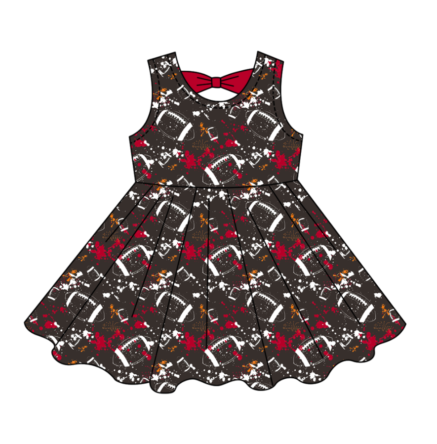 ( Moq 5 Each Style ) Baby Boys Girls Toddler Football Sibling Shorts Romper Red Bows Dresses Set Team Clothing