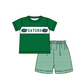 ( Moq 5 ) Baby Boys Toddler Short Sleeves Green Shirt Stripes Shorts Team Set 1.29
