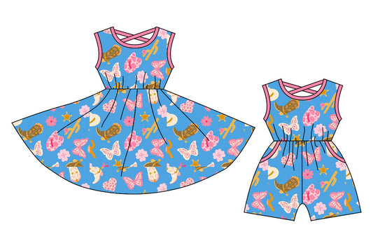 Baby Girl Sleeveless Western Boots Sibling  Dress Jumpsuit ( Moq 5 Each Style ) 12.20