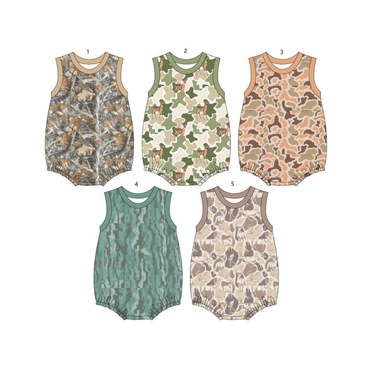 ( Moq 5 Each Style ) Sibling Baby Boys Kids Sleeveless Camo Bubble Summer Rompers