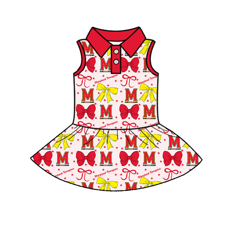 ( Moq 5 each style ) Baby Girl Toddler M Team Bows Sibling Dress Set