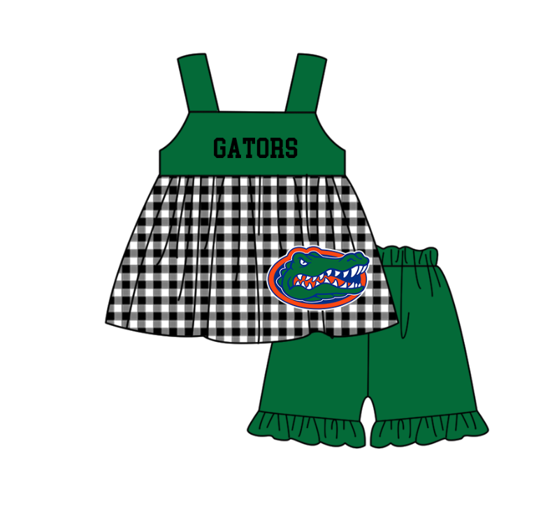 ( Moq 5 Each Style ) Baby Boys Girls Kids Plaid Team Sibling Green Rompers Dress Sets