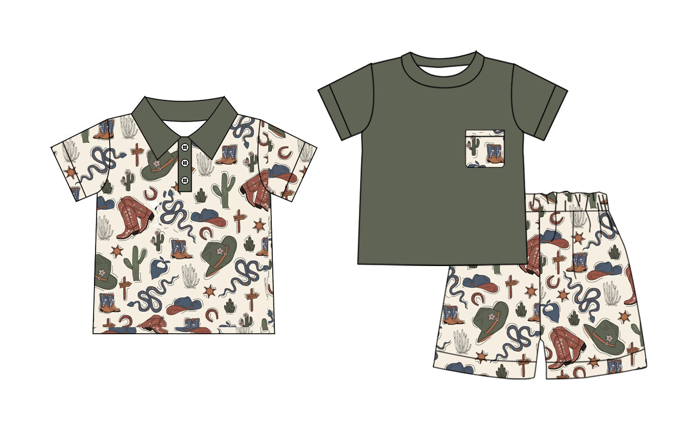 Baby Girl Short Sleeves Castle Boots Western Sibling Shirt Set ( Moq 5 Each Style ) 3.13