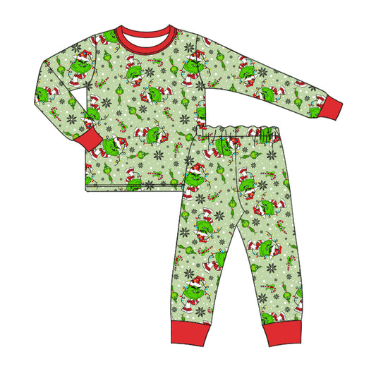 Baby Boy Toddler Long Sleeves Christmas Frog Shirt Light Pants Pajamas Set