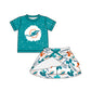 ( Moq 5 each style ) Baby Girl Toddler Team Orange Blue Bows Sibling Skort Dress Set 6.5