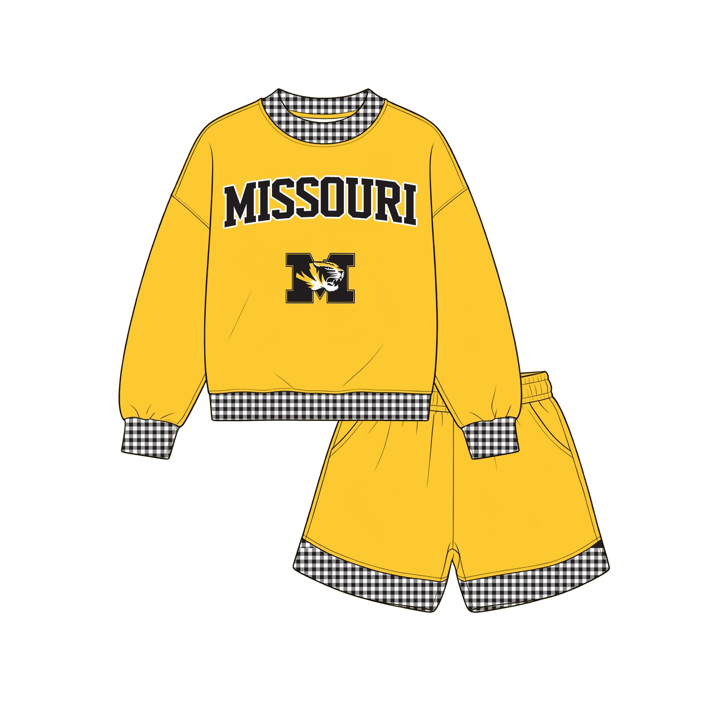 ( Moq 5 ) Baby Girls Kids Long Sleeves Shirt Shorts Team Set Clothes