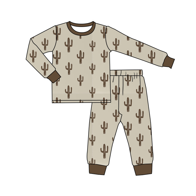 Baby Boy Long Sleeves Cactus Western Shirt Pants Pajamas Set