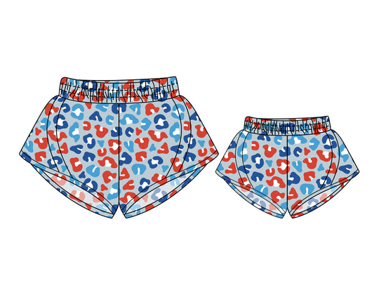 Baby Girl Adult Women July 4th Leopard Shorts Mom And Me Clothes ( Moq 5 Each Style ) 3.5