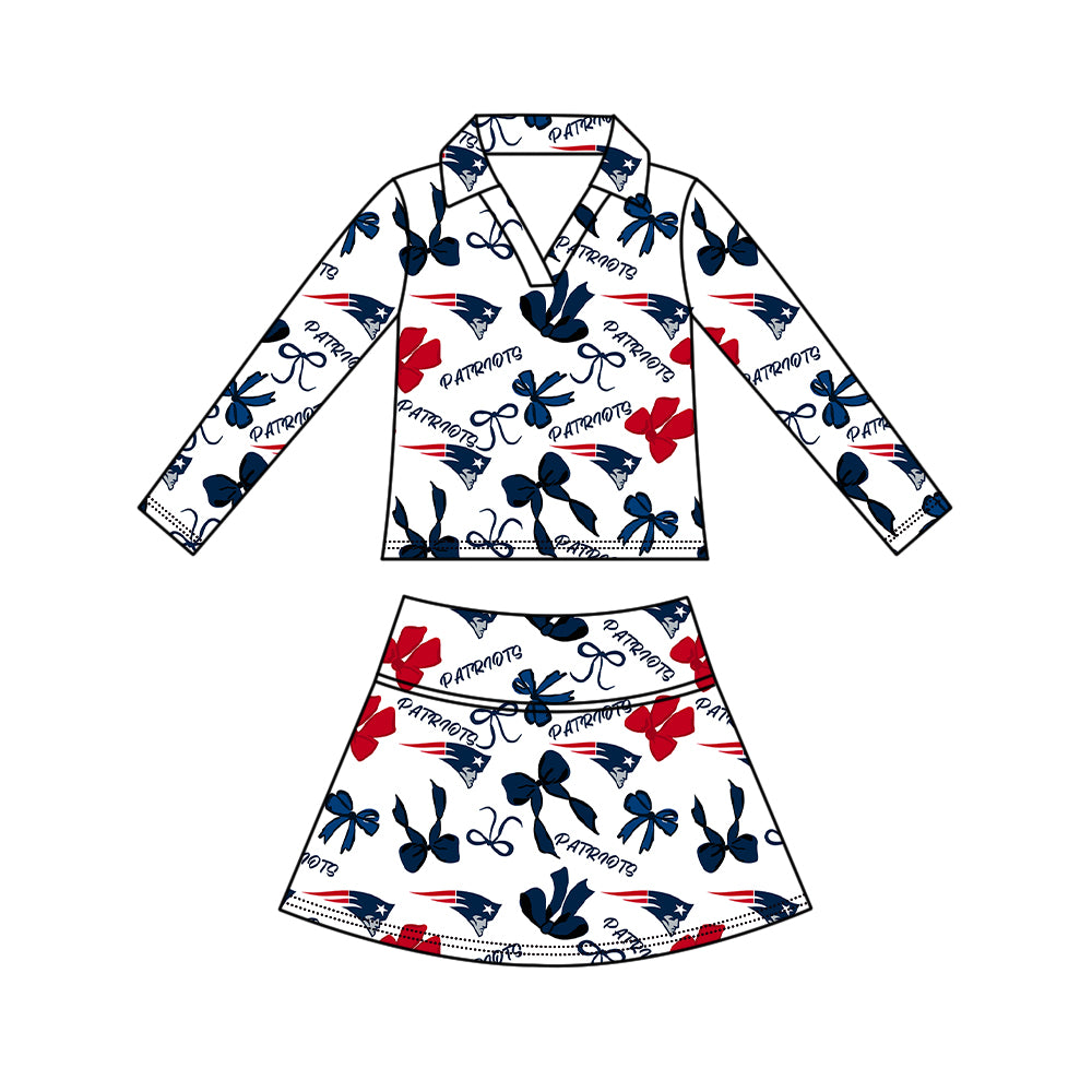 ( Moq 5 ) Baby Girls Kids Long Sleeves Bows Shirt Skirt Shorts Team Sets Clothes