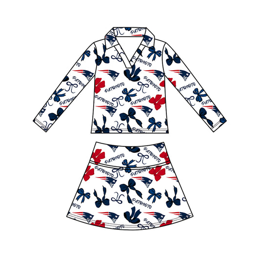 ( Moq 5 ) Baby Girls Kids Long Sleeves Bows Shirt Skirt Shorts Team Sets Clothes