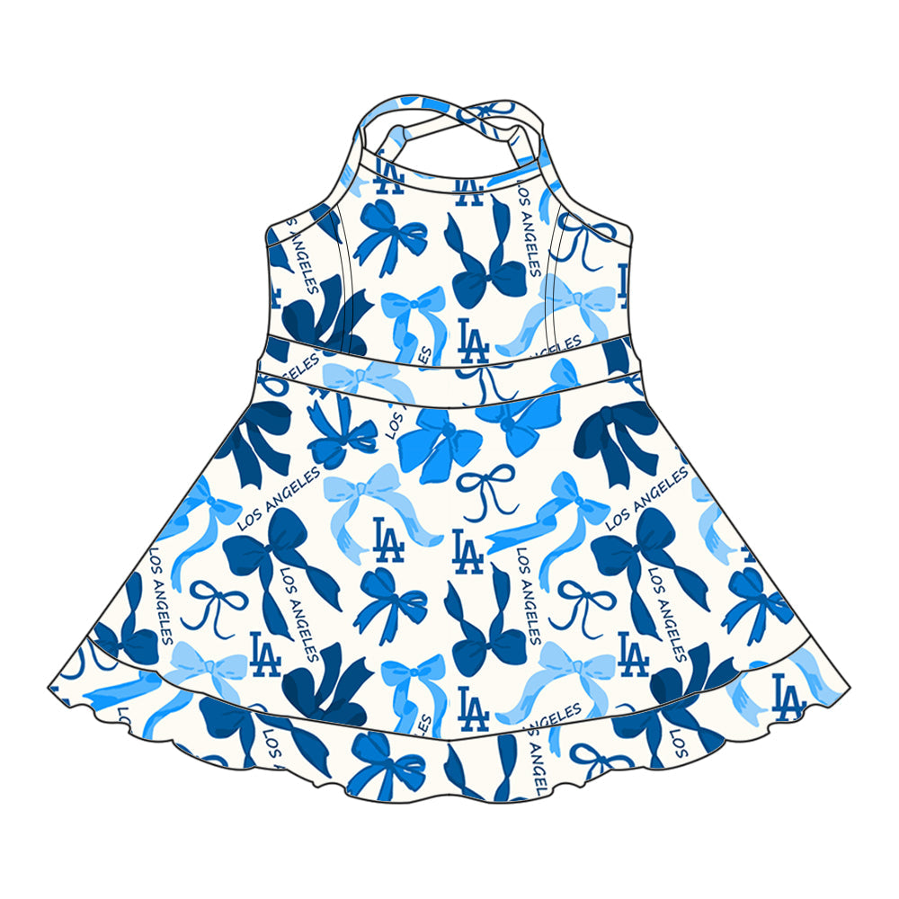 ( Moq 5 each style ) Baby Girl Team LA Bows Sibling Dress Set 5.16