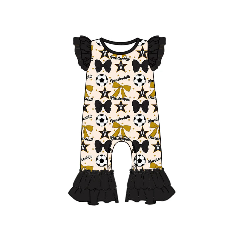( Moq 5 each style ) Baby Girl Toddler V Team Bows ‌Soccer‌ Sibling Romper Dress Set 6.14