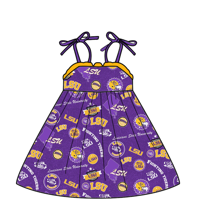 ( Moq 5 each style ) Baby Boy Girl Team Tiger Purple Sibling Dress Romper Set 5.6