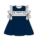 ( Moq 5 ) Baby Girls Toddler Short Sleeves Team Knee Length Navy Dress
