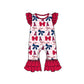 ( Moq 5 each style ) Baby Girl Toddler A Team Red Blue Bows Sibling Romper Dress Set 6.16