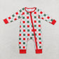 Baby Kids Christmas Checkered Zipper Bamboo Romper