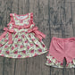 Baby Girls Kids Sleeveless Watermelon Flower Bows Tunic Shorts Clothes Set RTS