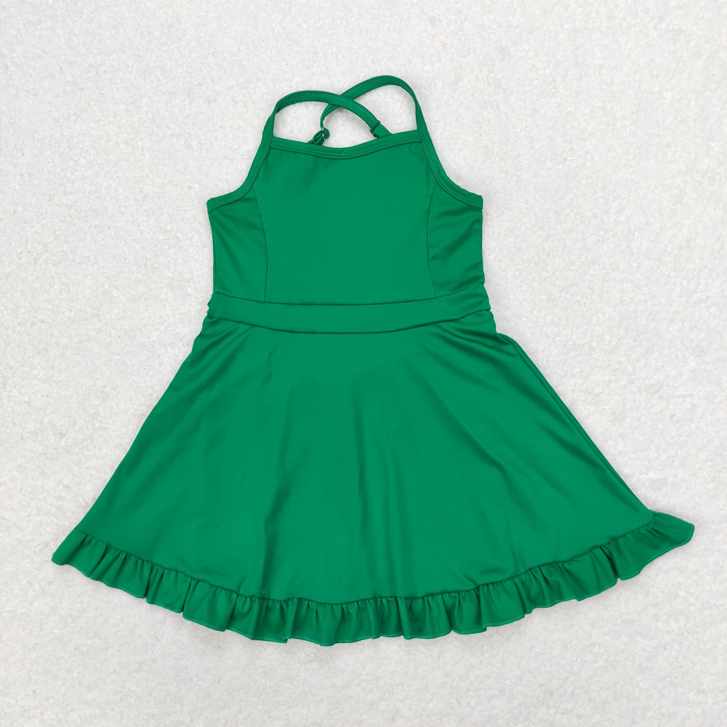 Baby Girl Sleeveless Green Yoga Sports Shorts Dress