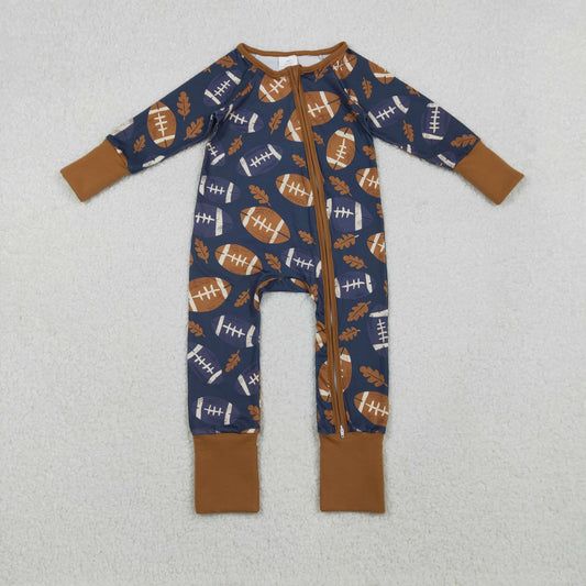 Baby Kids Infant Long Sleeves Football Fall Zipper Romper RTS