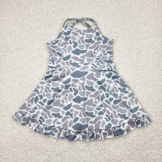 Baby Girl Straps Camo Yoga Active Wear Knee Length Grey Dress RTS