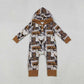Sibling Baby Boys Kids Long Sleeves Western Aztec Cow Button Hoodie Romper Set Clothes RTS