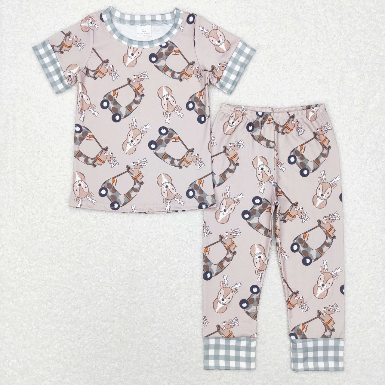 GSPO1100 Baby Girl Deer Shirt Pants Hunting Set Pink Pajamas